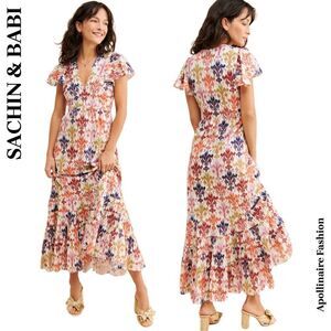 SACHIN & BABI PALOMA MIDI DRESS SIZE 8 multi colors Nwot